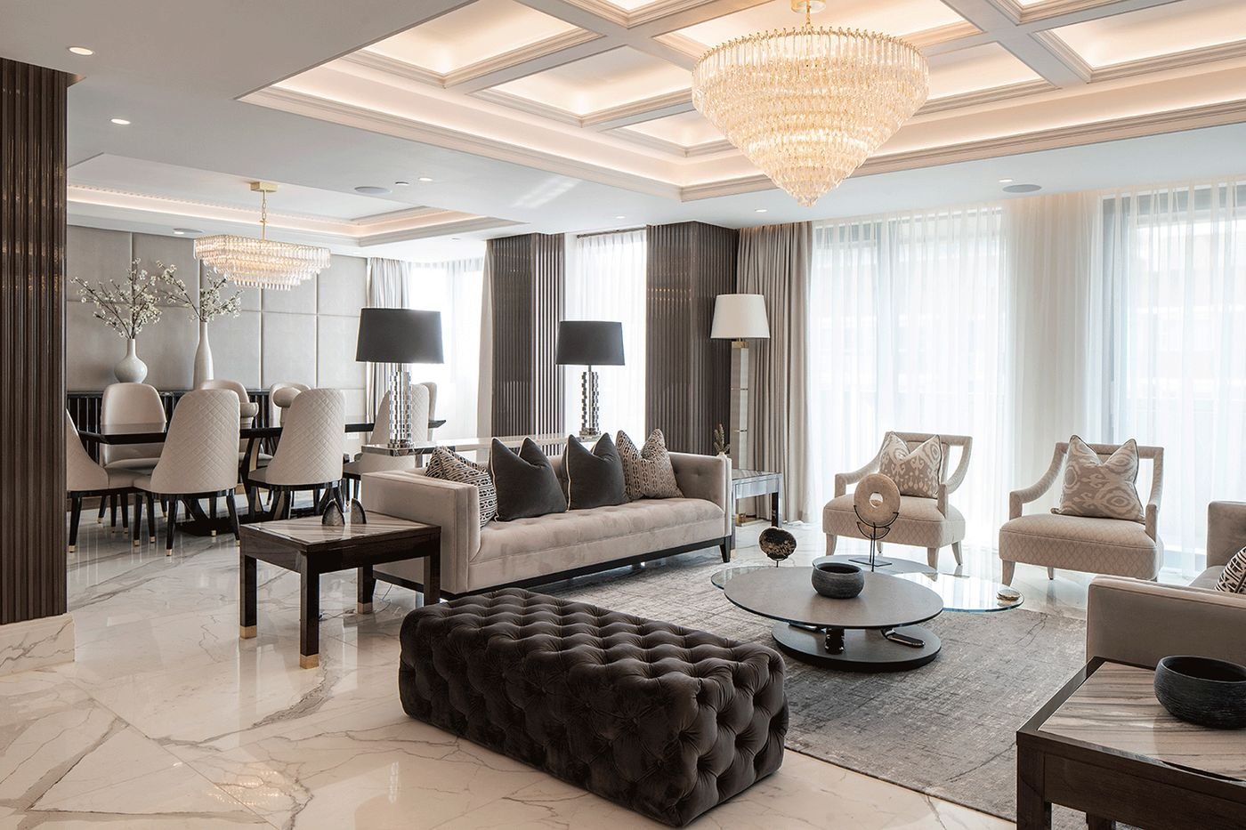 Elegant cream-toned luxury living room